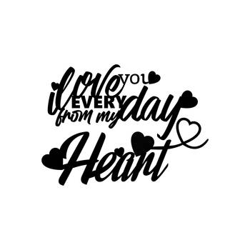 eCraftIndia  Love You Everyday From My Heart  Black Engineered Wood Wall Art Cutout  Ready to Hang Home DECOR 3