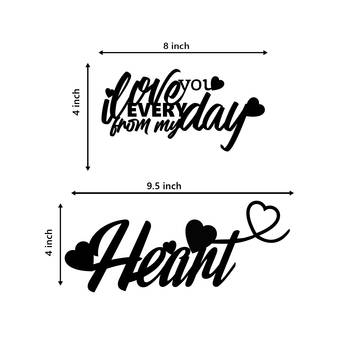 eCraftIndia  Love You Everyday From My Heart  Black Engineered Wood Wall Art Cutout  Ready to Hang Home DECOR 5