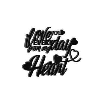 eCraftIndia  Love You Everyday From My Heart  Black Engineered Wood Wall Art Cutout  Ready to Hang Home DECOR 6