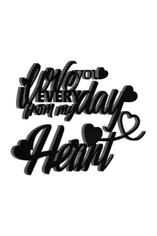eCraftIndia  Love You Everyday From My Heart  Black Engineered Wood Wall Art Cutout  Ready to Hang Home DECOR