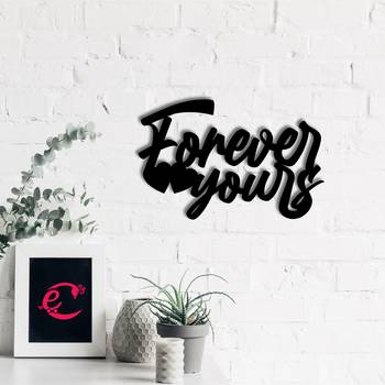 eCraftIndia  Forever Yours  Love Theme Black Engineered Wood Wall Art Cutout  Ready to Hang Home DECOR 1