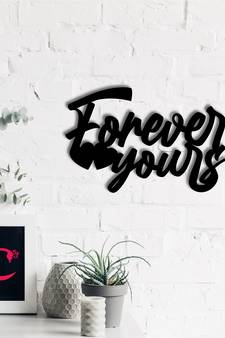 eCraftIndia  Forever Yours  Love Theme Black Engineered Wood Wall Art Cutout  Ready to Hang Home DECOR