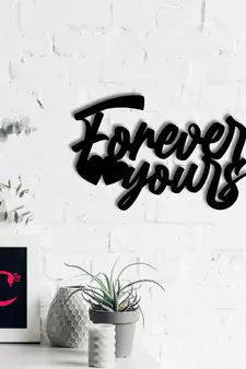 eCraftIndia  Forever Yours  Love Theme Black Engineered Wood Wall Art Cutout  Ready to Hang Home DECOR