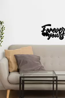 eCraftIndia  Forever Yours  Love Theme Black Engineered Wood Wall Art Cutout  Ready to Hang Home DECOR