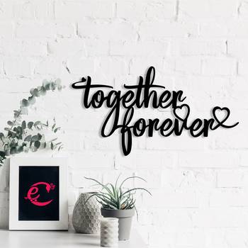 eCraftIndia  Together Forever  Love Theme Black Engineered Wood Wall Art Cutout  Ready to Hang Home DECOR 1