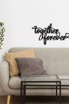 eCraftIndia  Together Forever  Love Theme Black Engineered Wood Wall Art Cutout  Ready to Hang Home DECOR
