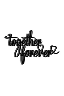 eCraftIndia  Together Forever  Love Theme Black Engineered Wood Wall Art Cutout  Ready to Hang Home DECOR