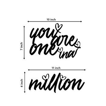 eCraftIndia  You Are One In A Million  Love Theme Black Engineered Wood Wall Art Cutout  Ready to Hang Home DECOR 5
