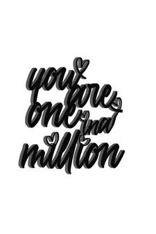 eCraftIndia  You Are One In A Million  Love Theme Black Engineered Wood Wall Art Cutout  Ready to Hang Home DECOR
