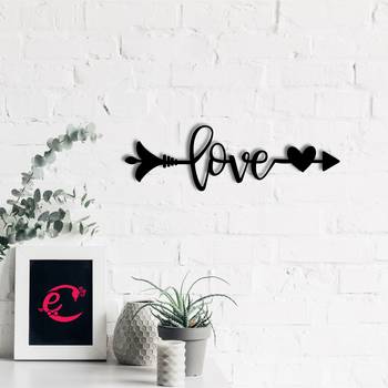 eCraftIndia  Love Arrow Through Heart  Valentine Theme Black Engineered Wood Wall Art Cutout  Ready to Hang Home DECOR 1