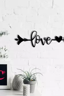 eCraftIndia  Love Arrow Through Heart  Valentine Theme Black Engineered Wood Wall Art Cutout  Ready to Hang Home DECOR