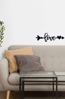 eCraftIndia  Love Arrow Through Heart  Valentine Theme Black Engineered Wood Wall Art Cutout  Ready to Hang Home DECOR