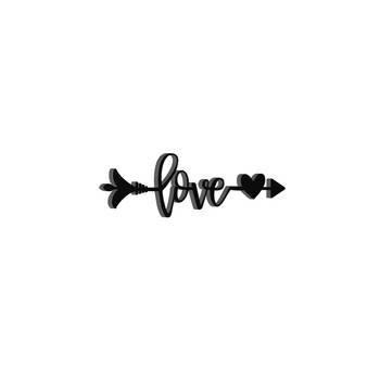 eCraftIndia  Love Arrow Through Heart  Valentine Theme Black Engineered Wood Wall Art Cutout  Ready to Hang Home DECOR 6