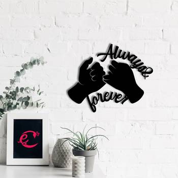eCraftIndia  Always & Forever  Love Theme Black Engineered Wood Wall Art Cutout  Ready to Hang Home DECOR 1