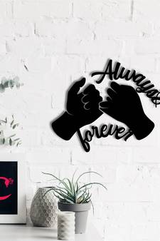 eCraftIndia  Always & Forever  Love Theme Black Engineered Wood Wall Art Cutout  Ready to Hang Home DECOR