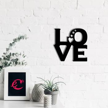 eCraftIndia  Love with 4 Hearts  Valentine Theme Black Engineered Wood Wall Art Cutout  Ready to Hang Home DECOR 1