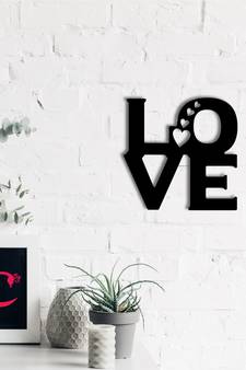 eCraftIndia  Love with 4 Hearts  Valentine Theme Black Engineered Wood Wall Art Cutout  Ready to Hang Home DECOR