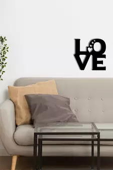 eCraftIndia  Love with 4 Hearts  Valentine Theme Black Engineered Wood Wall Art Cutout  Ready to Hang Home DECOR