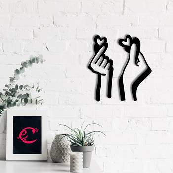 eCraftIndia  Loving Couple Hands with Hearts  Black Engineered Wood Wall Art Cutout  Ready to Hang Home DECOR 1