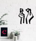 eCraftIndia  Loving Couple Hands with Hearts  Black Engineered Wood Wall Art Cutout  Ready to Hang Home DECOR