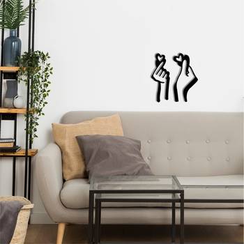 eCraftIndia  Loving Couple Hands with Hearts  Black Engineered Wood Wall Art Cutout  Ready to Hang Home DECOR 2
