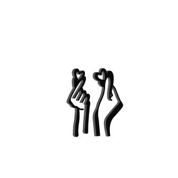 eCraftIndia  Loving Couple Hands with Hearts  Black Engineered Wood Wall Art Cutout  Ready to Hang Home DECOR 6