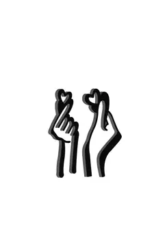 eCraftIndia  Loving Couple Hands with Hearts  Black Engineered Wood Wall Art Cutout  Ready to Hang Home DECOR
