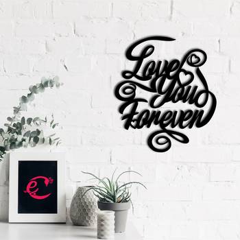 eCraftIndia  Love You Forever  Valentine Theme Black Engineered Wood Wall Art Cutout  Ready to Hang Home DECOR 1