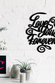 eCraftIndia  Love You Forever  Valentine Theme Black Engineered Wood Wall Art Cutout  Ready to Hang Home DECOR