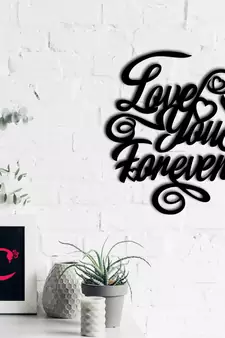eCraftIndia  Love You Forever  Valentine Theme Black Engineered Wood Wall Art Cutout  Ready to Hang Home DECOR