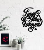 eCraftIndia  Love You Forever  Valentine Theme Black Engineered Wood Wall Art Cutout  Ready to Hang Home DECOR