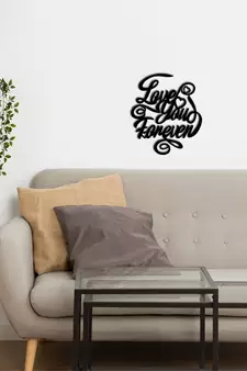 eCraftIndia  Love You Forever  Valentine Theme Black Engineered Wood Wall Art Cutout  Ready to Hang Home DECOR