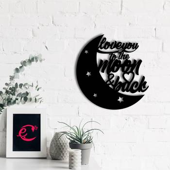 eCraftIndia  Love You To The Moon And Back  Black Engineered Wood Wall Art Cutout  Ready to Hang Home DECOR 1