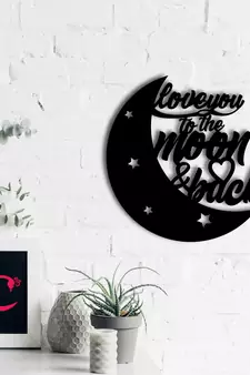 eCraftIndia  Love You To The Moon And Back  Black Engineered Wood Wall Art Cutout  Ready to Hang Home DECOR