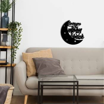eCraftIndia  Love You To The Moon And Back  Black Engineered Wood Wall Art Cutout  Ready to Hang Home DECOR 2