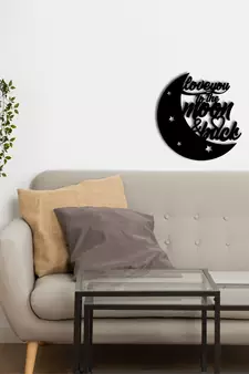 eCraftIndia  Love You To The Moon And Back  Black Engineered Wood Wall Art Cutout  Ready to Hang Home DECOR