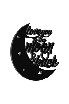 eCraftIndia  Love You To The Moon And Back  Black Engineered Wood Wall Art Cutout  Ready to Hang Home DECOR