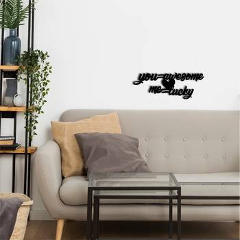 eCraftIndia  You Awesome  Me Lucky  Love Theme Black Engineered Wood Wall Art Cutout  Ready to Hang Home DECOR 2