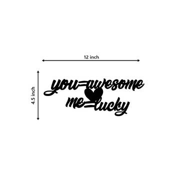 eCraftIndia  You Awesome  Me Lucky  Love Theme Black Engineered Wood Wall Art Cutout  Ready to Hang Home DECOR 5