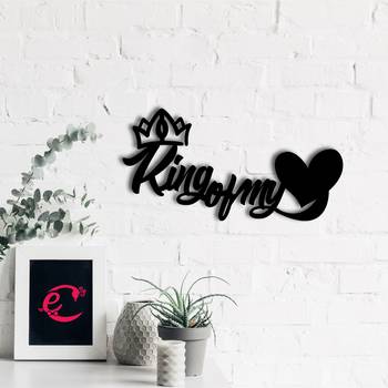 eCraftIndia  King Of My Heart  Love Theme Black Engineered Wood Wall Art Cutout  Ready to Hang Home DECOR 1