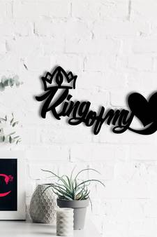 eCraftIndia  King Of My Heart  Love Theme Black Engineered Wood Wall Art Cutout  Ready to Hang Home DECOR