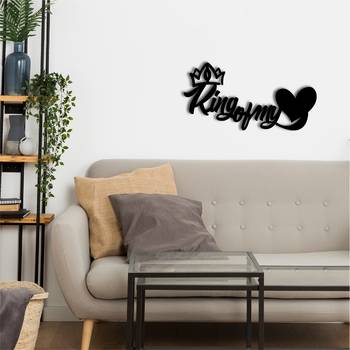 eCraftIndia  King Of My Heart  Love Theme Black Engineered Wood Wall Art Cutout  Ready to Hang Home DECOR 2