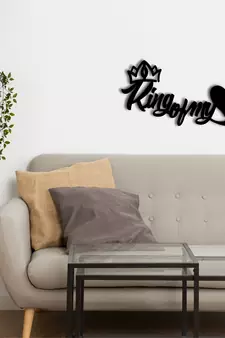 eCraftIndia  King Of My Heart  Love Theme Black Engineered Wood Wall Art Cutout  Ready to Hang Home DECOR
