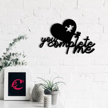 eCraftIndia  You Complete Me  Love Theme Black Engineered Wood Wall Art Cutout  Ready to Hang Home DECOR 1
