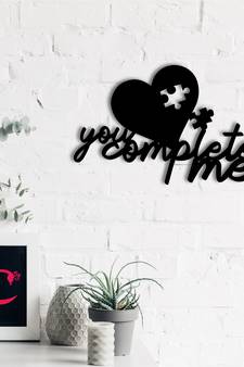 eCraftIndia  You Complete Me  Love Theme Black Engineered Wood Wall Art Cutout  Ready to Hang Home DECOR