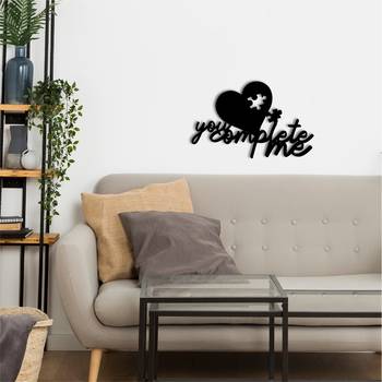 eCraftIndia  You Complete Me  Love Theme Black Engineered Wood Wall Art Cutout  Ready to Hang Home DECOR 2