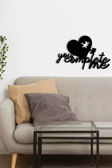 eCraftIndia  You Complete Me  Love Theme Black Engineered Wood Wall Art Cutout  Ready to Hang Home DECOR