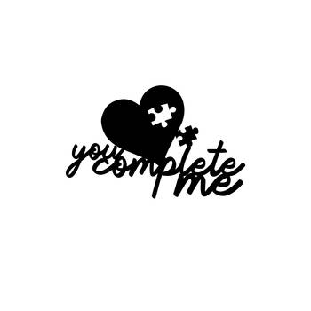 eCraftIndia  You Complete Me  Love Theme Black Engineered Wood Wall Art Cutout  Ready to Hang Home DECOR 3