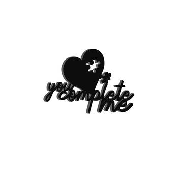 eCraftIndia  You Complete Me  Love Theme Black Engineered Wood Wall Art Cutout  Ready to Hang Home DECOR 6