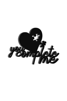 eCraftIndia  You Complete Me  Love Theme Black Engineered Wood Wall Art Cutout  Ready to Hang Home DECOR